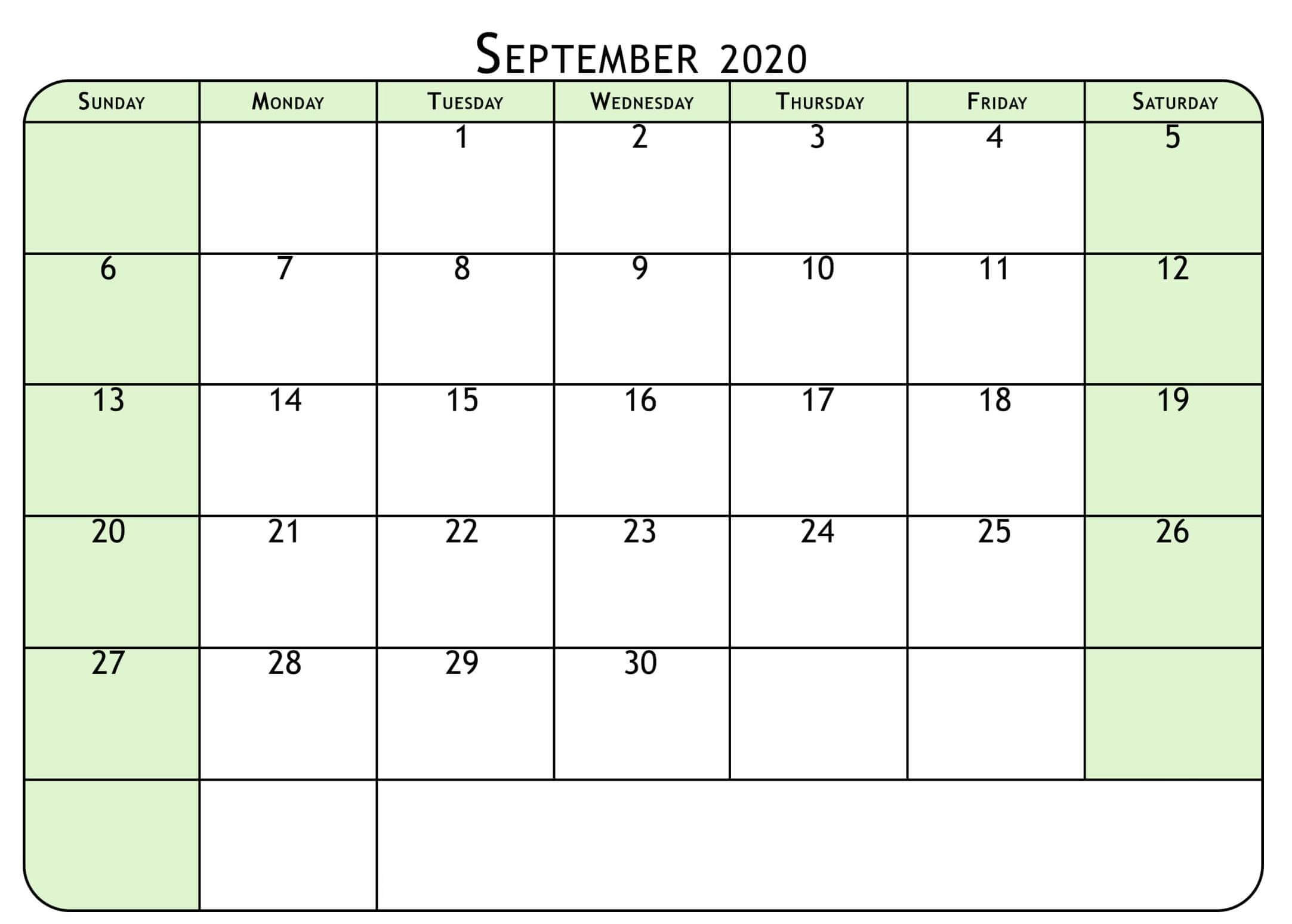 Calendar September 2020