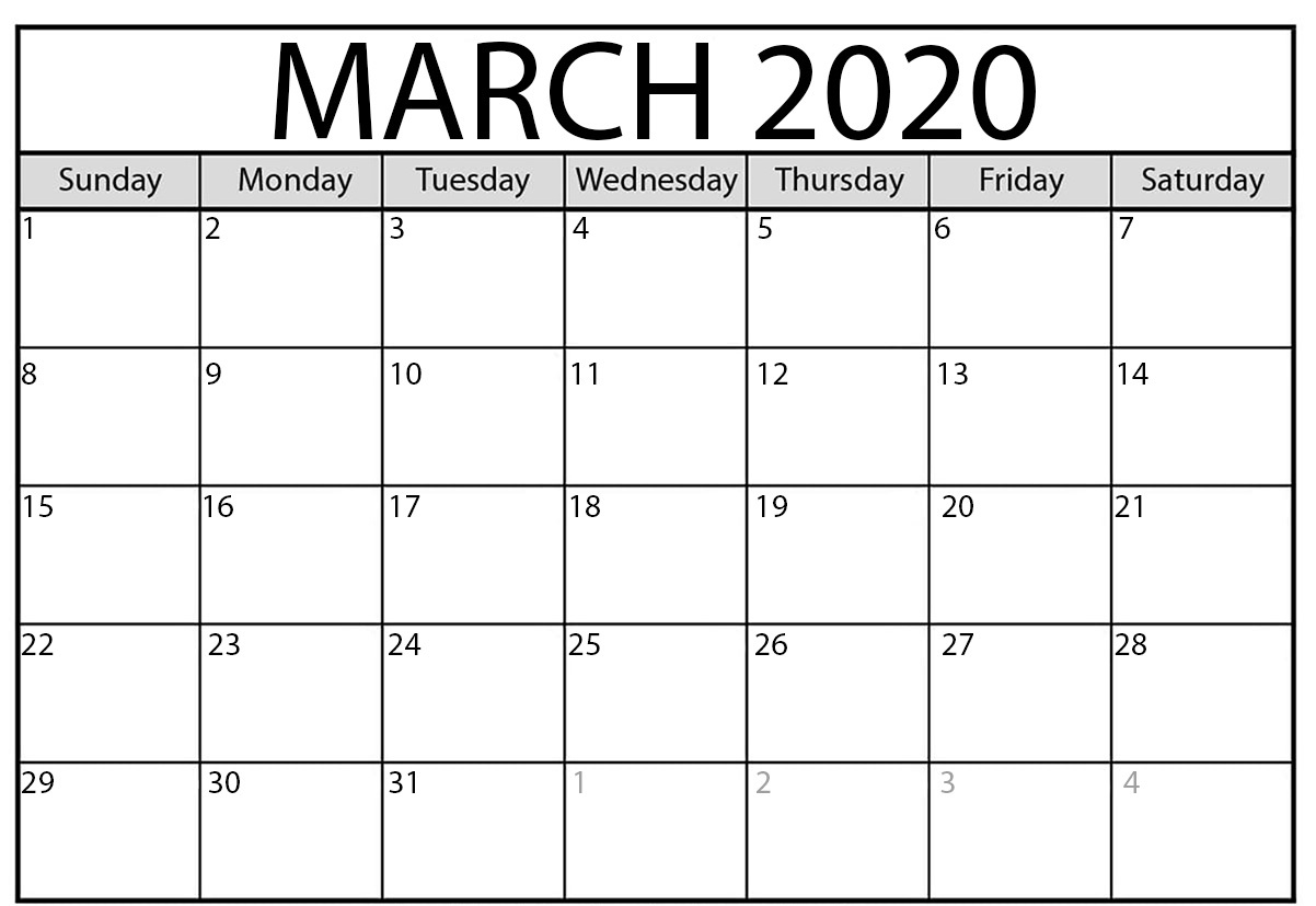 Free 25 March 2020 Calendar Printable PDF Word Excel