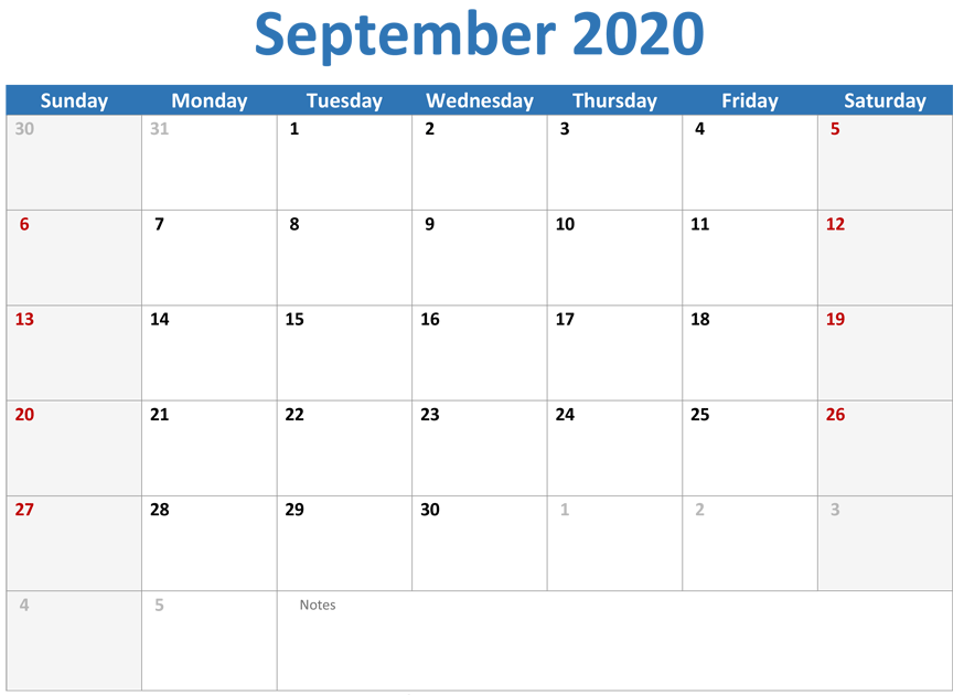 Sept 2020 Calendar
