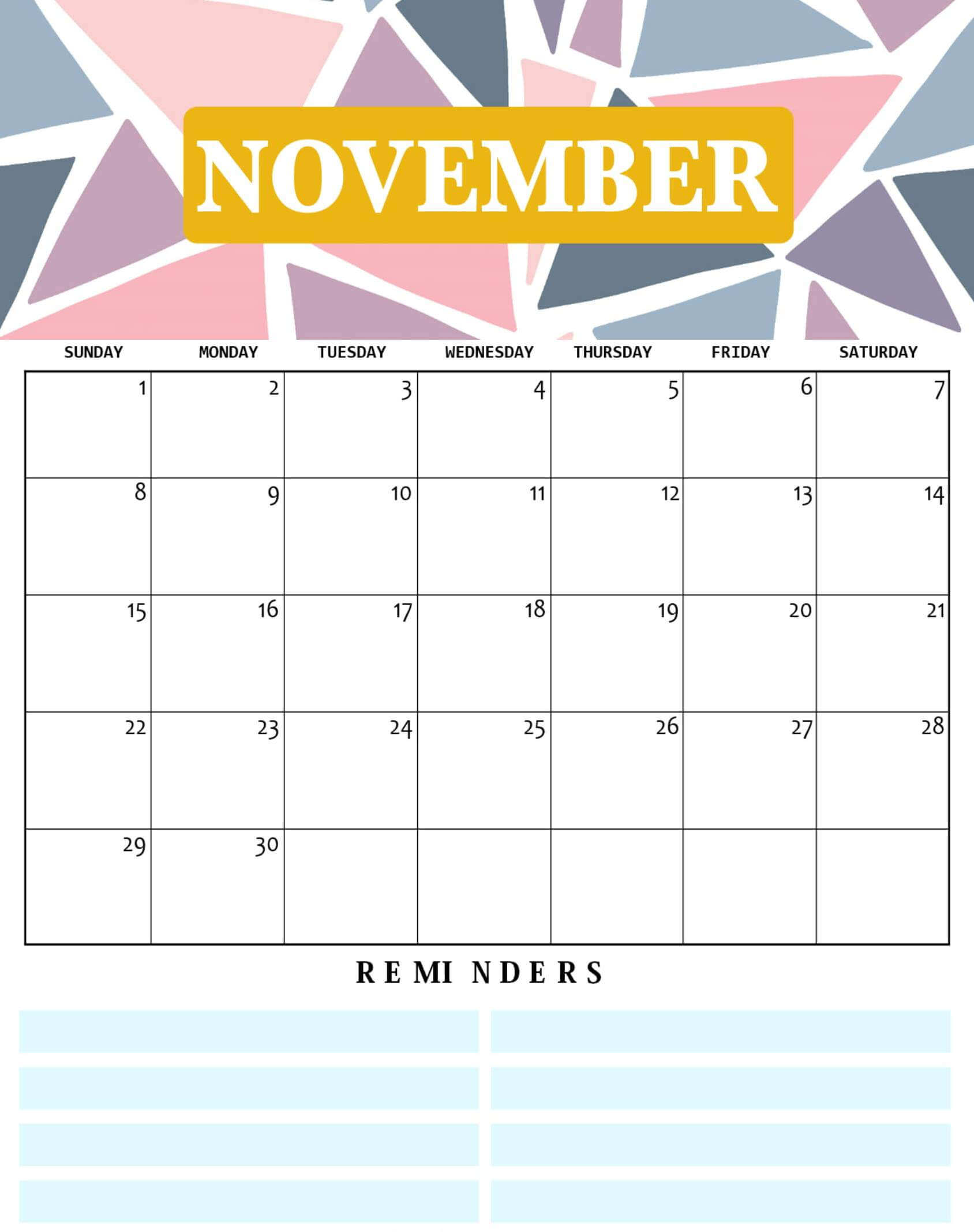 2020 November Cute Calendar