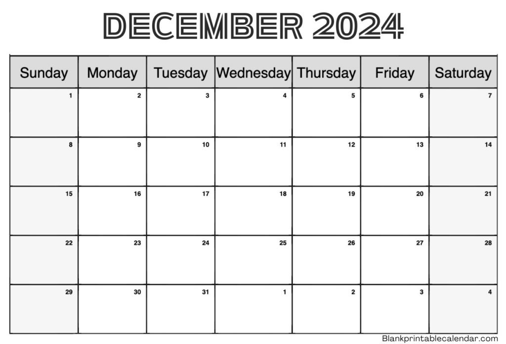 December 2024 Blank Calendar Free