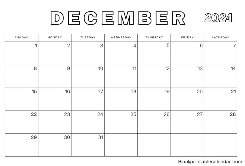 December 2024 Empty Calendar Template