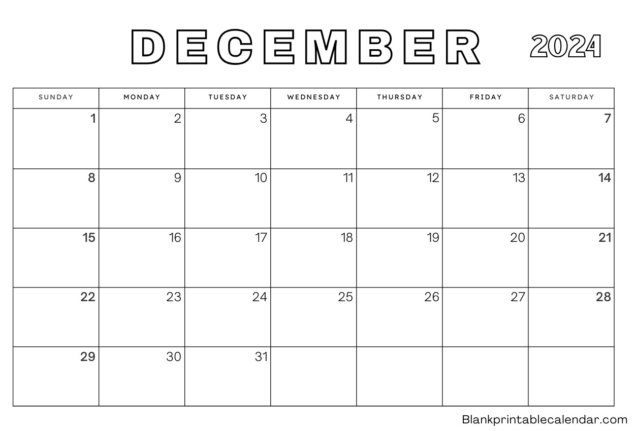 December 2024 Empty Calendar Template