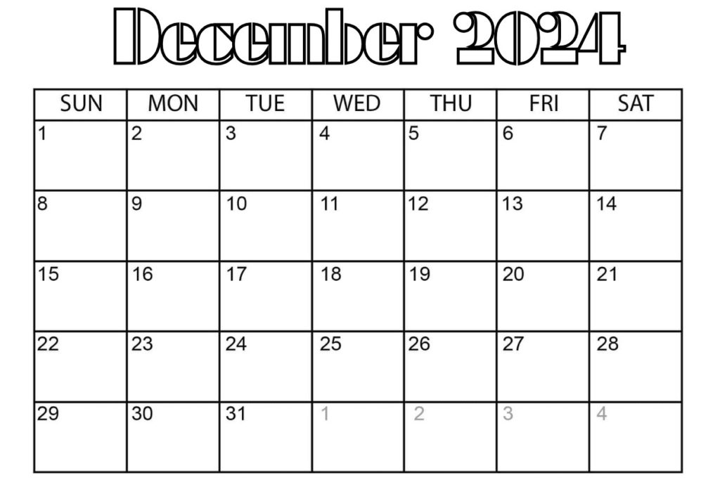 December 2024 blank calendar
