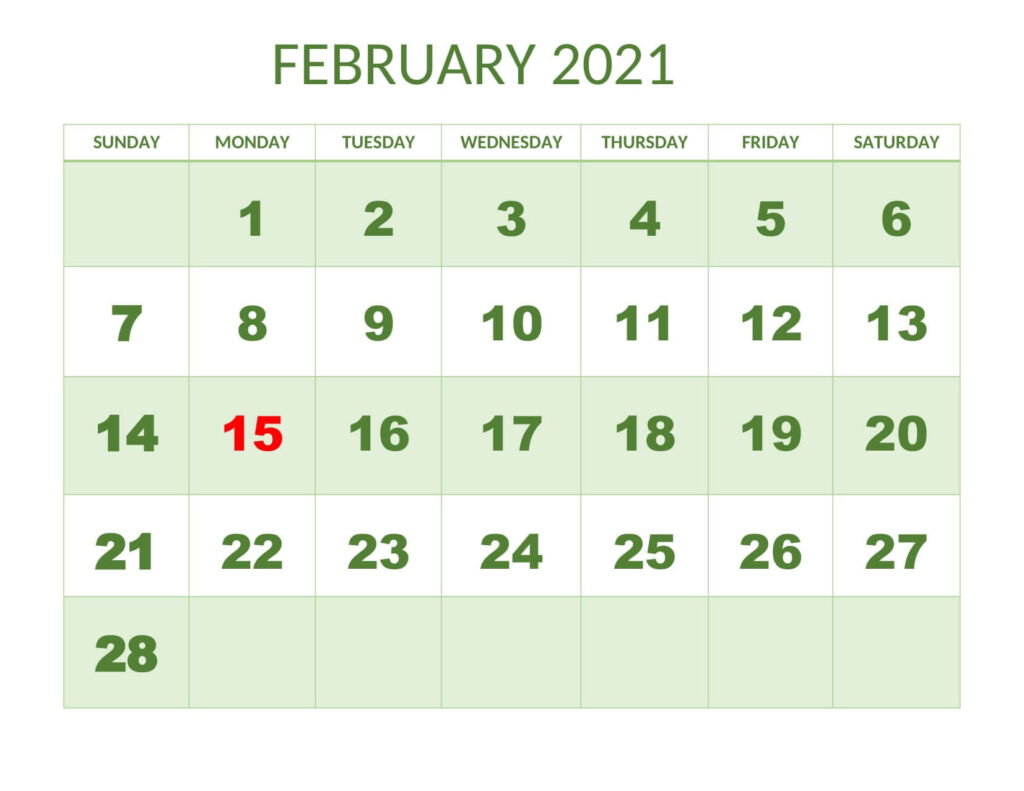 Free Printable February 2021 Calendar A4 Letter