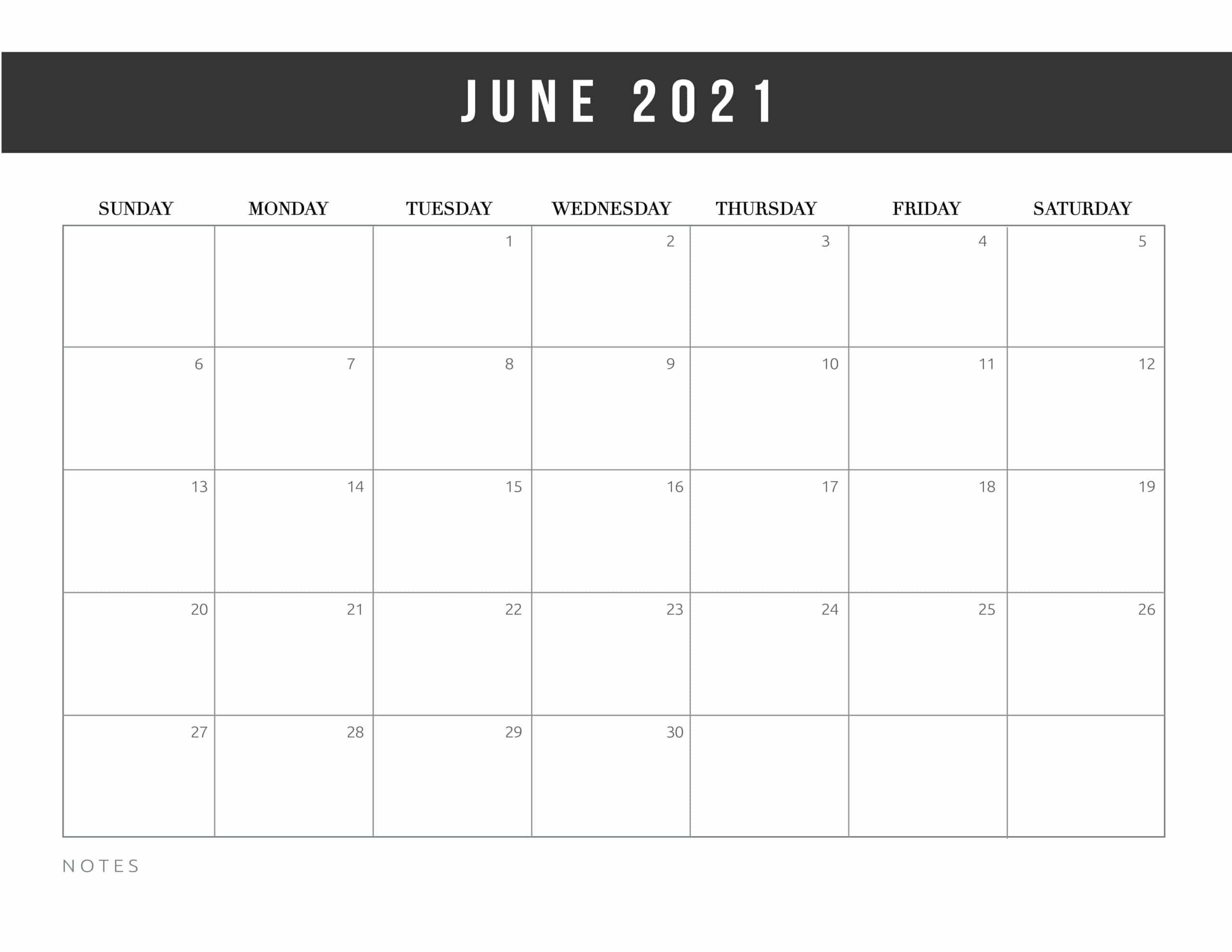 June 2021 Calendar Printable