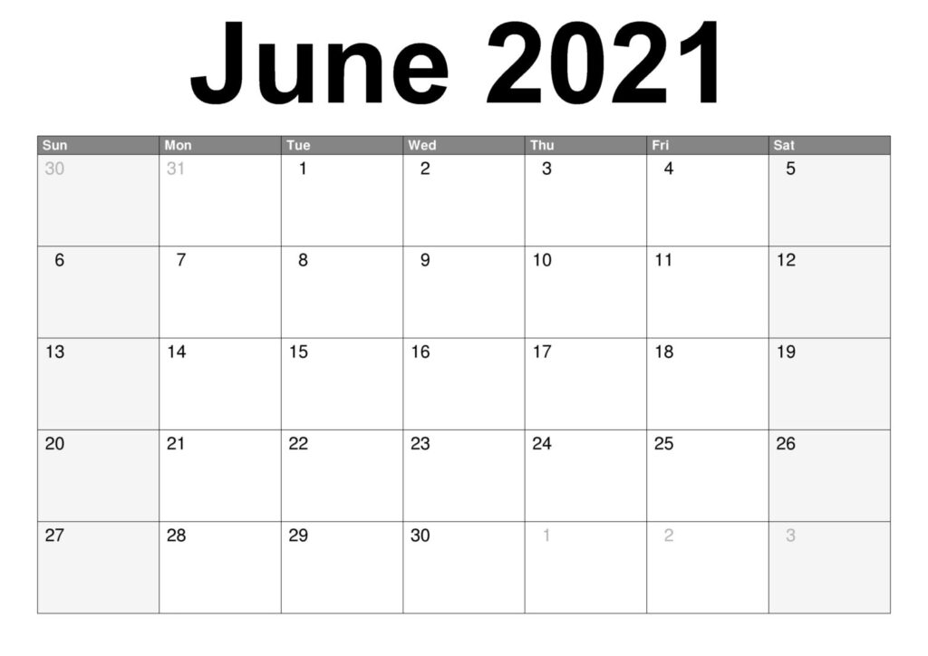 June 2021 calendar template