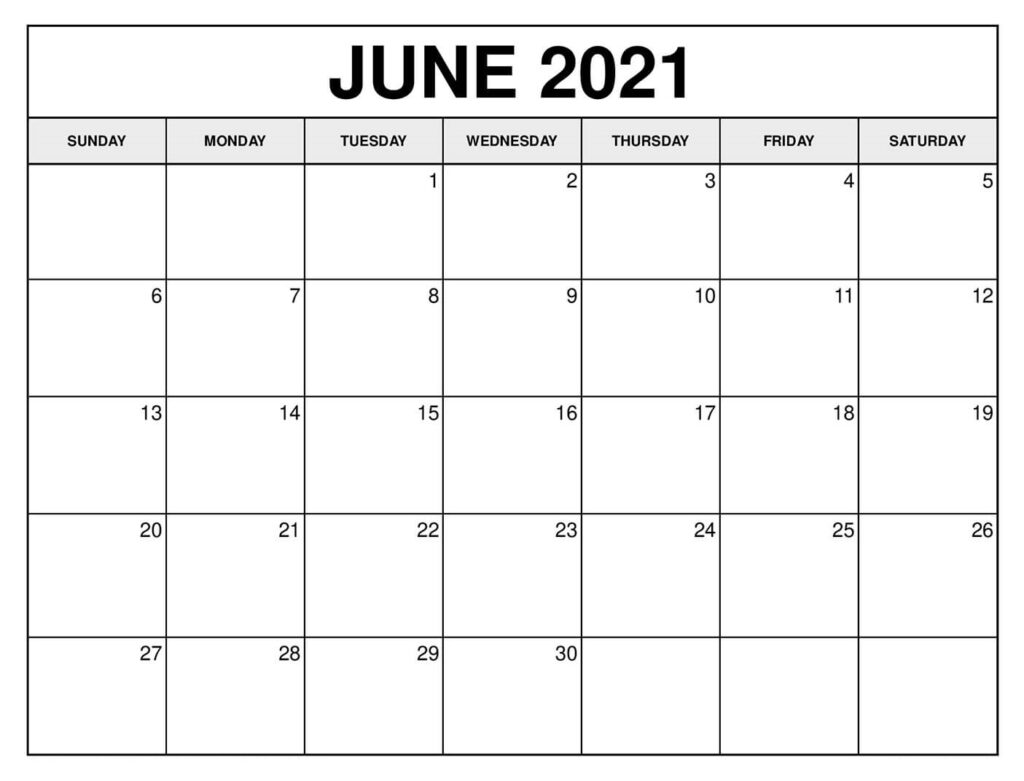 Free June Calendar 2021 Printable Blank Editable Template