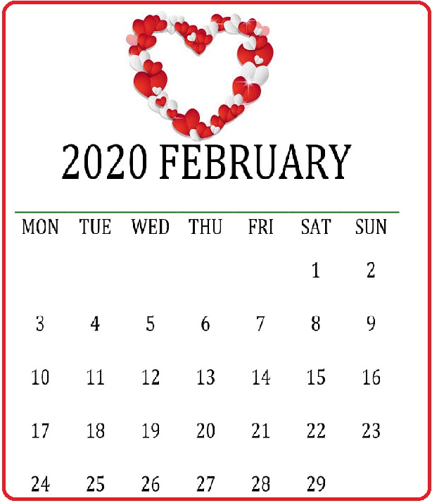 February 2020 Cute Calendar