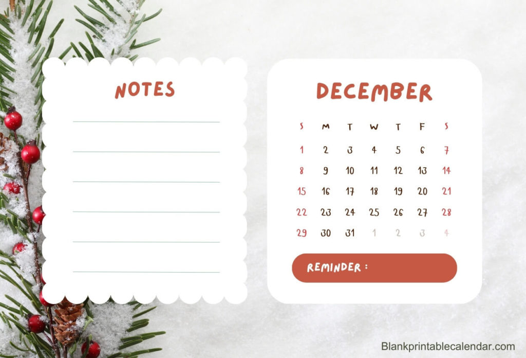 Cute PNG December 2024 Calendar
