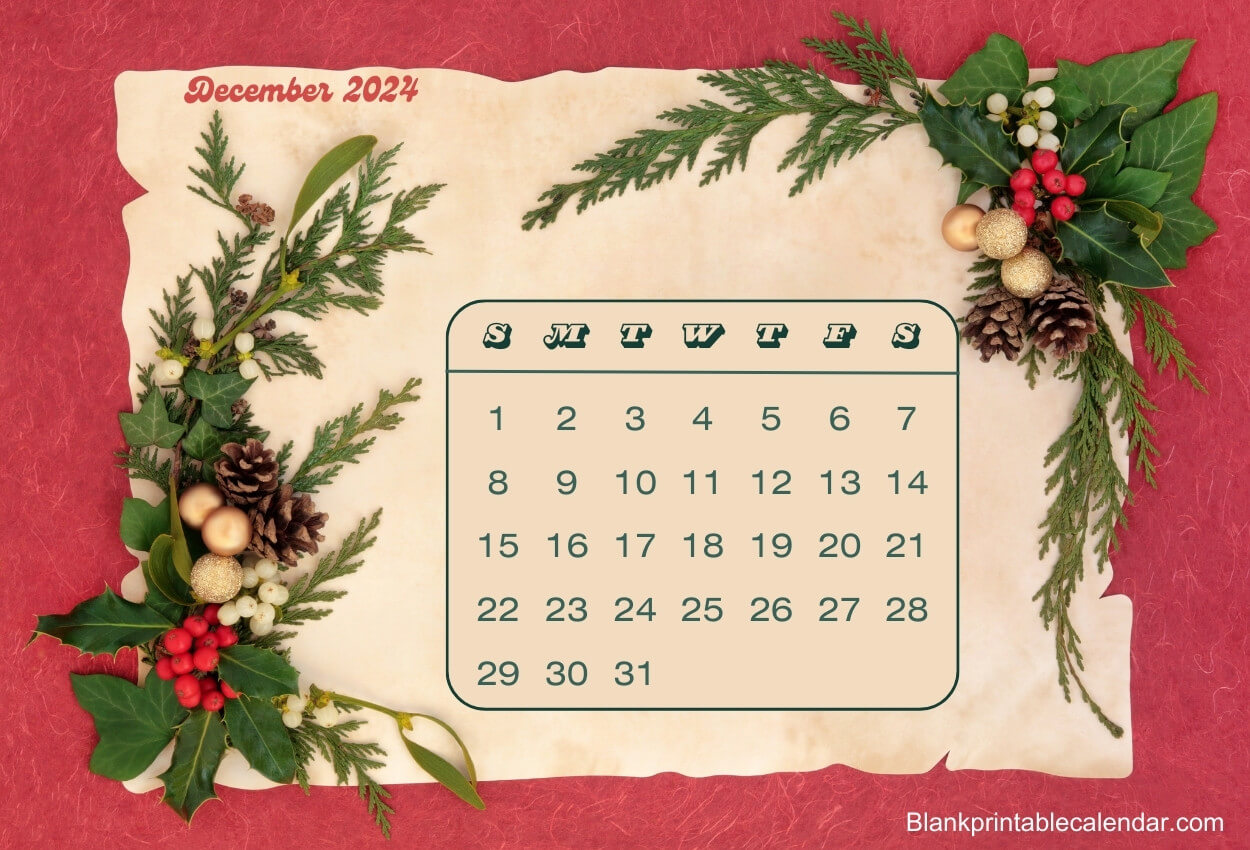 December 2024 Calendar Floral JPG