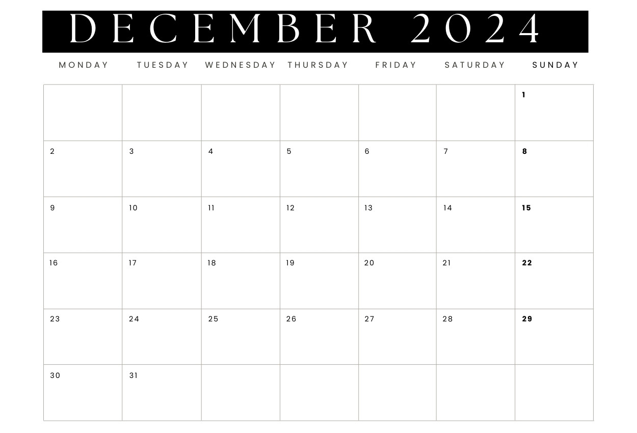 December 2024 Calendar to Edit