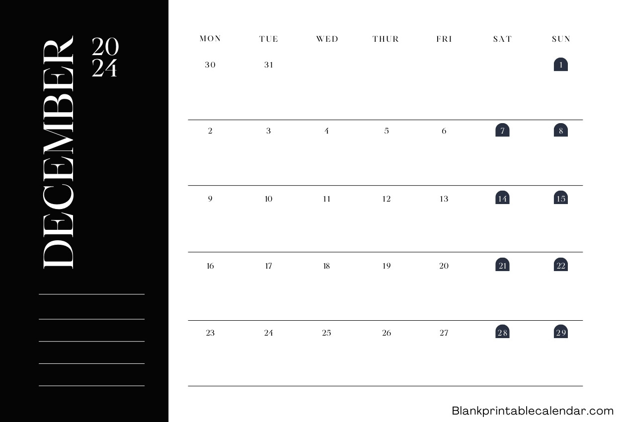 December 2024 Customizable calendar