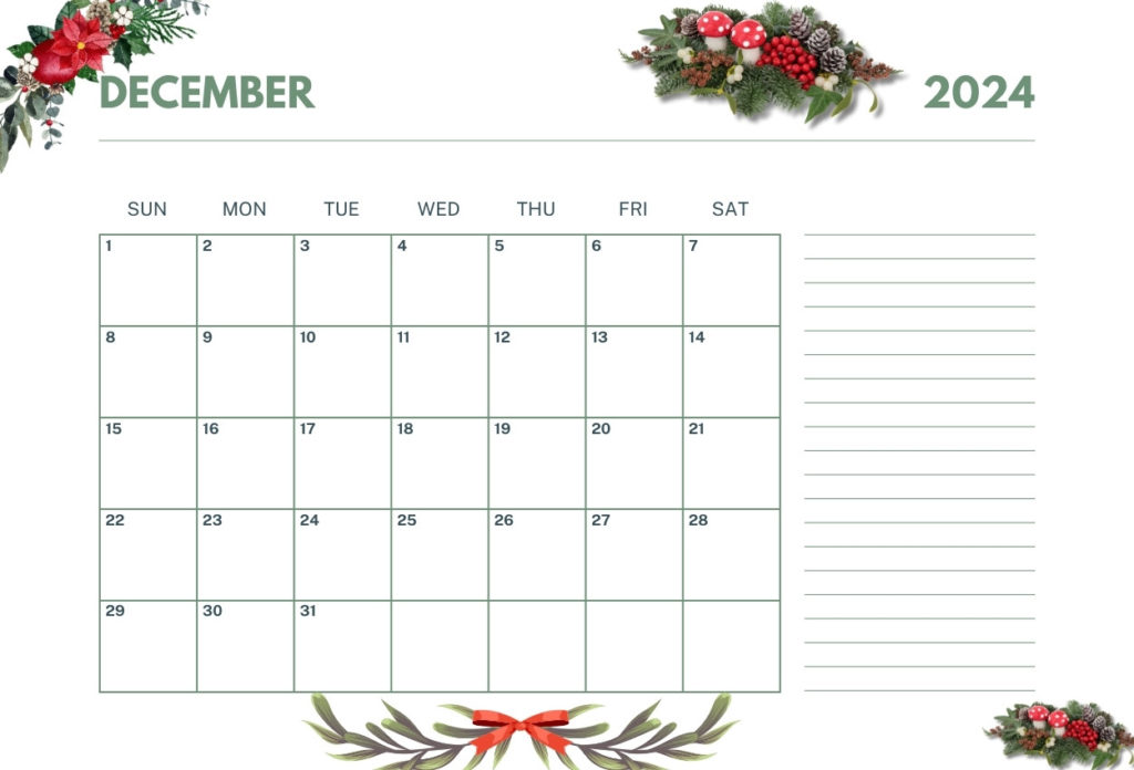 December 2024 Floral Decor Calendar