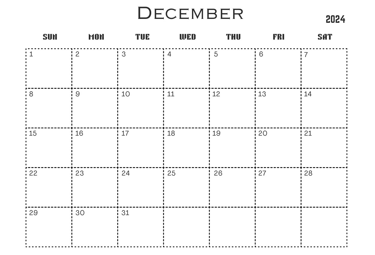 December 2024 Landscape calendar