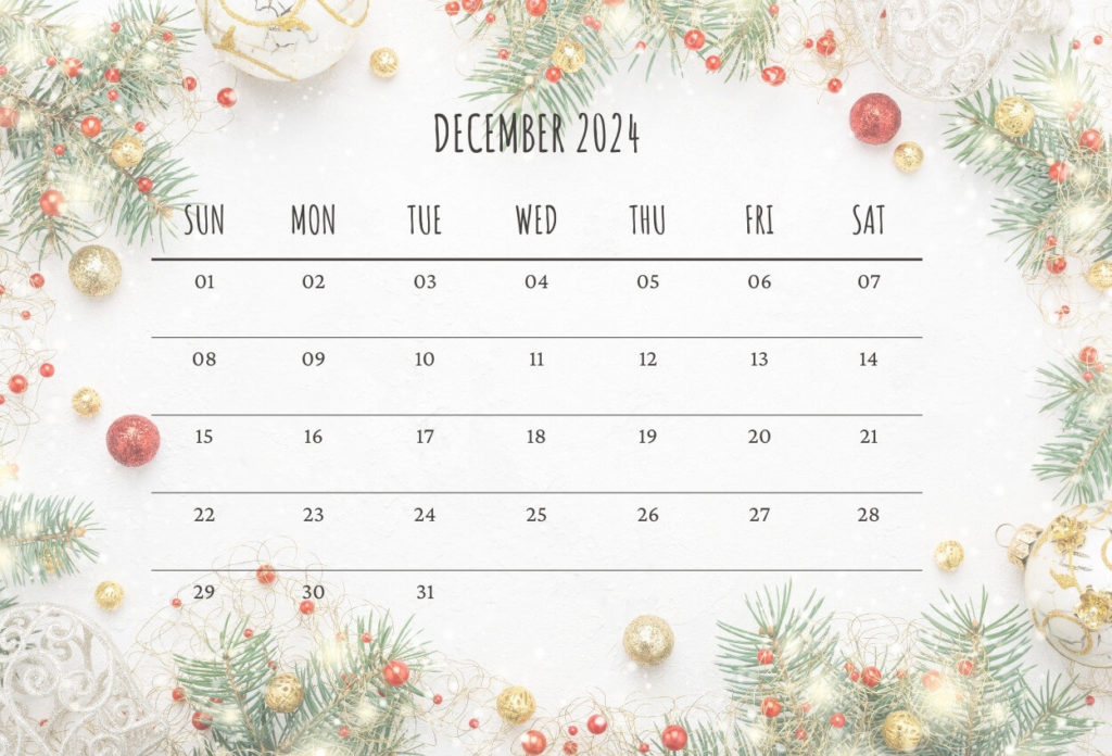 Decorative December 2024 Calendar