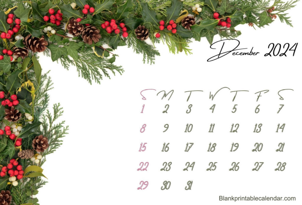 Floral December 2024 Calendar