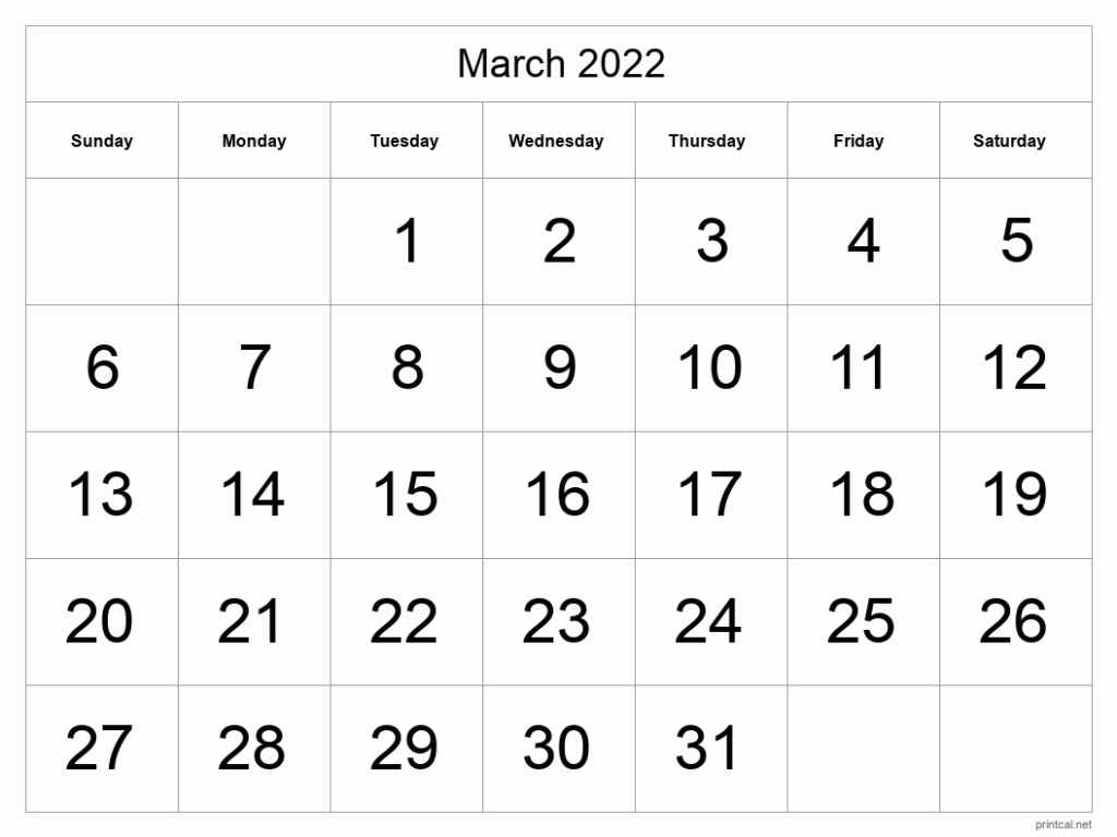 free 25 monthly march 2022 calendar printable pdf word excel