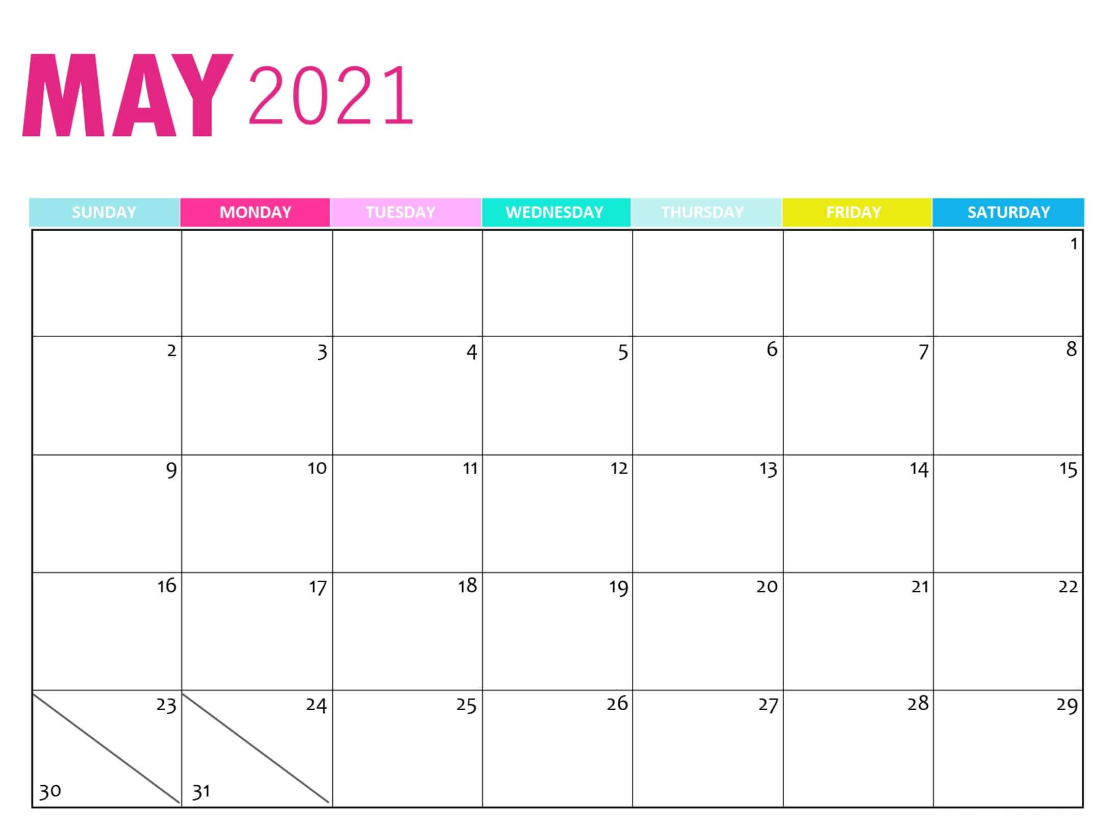 May 2021 Blank Calendar Template