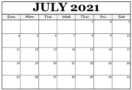 July 2021 Calendar Template To Print