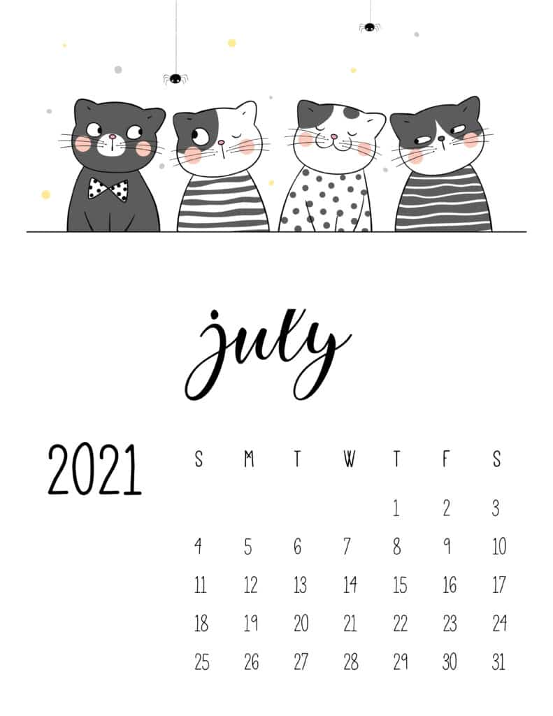 July 2021 calendar word portrait