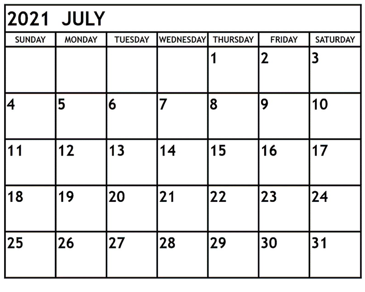 july calendar 2021 free printable
