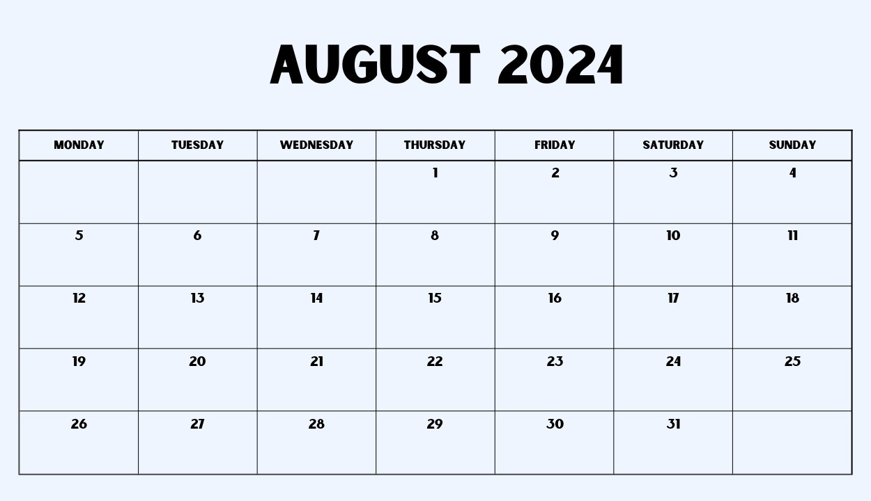 August 2024 Editable Calendar