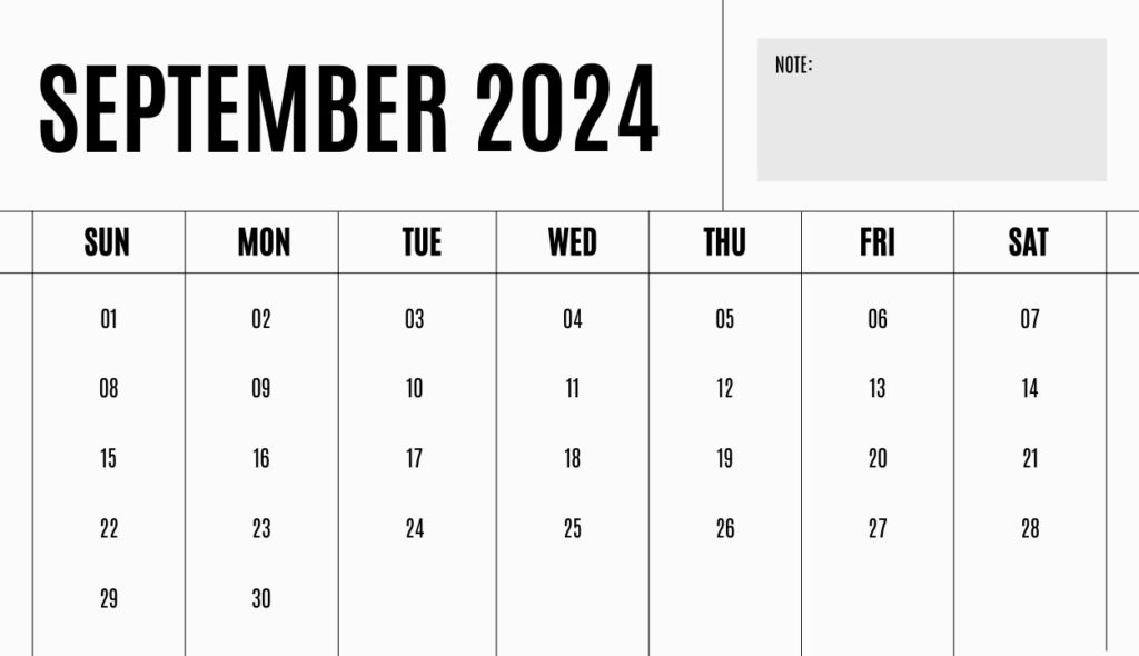 2024 September Calendar Download
