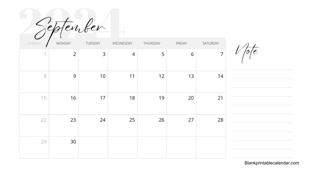 2024 September Calendar Excel
