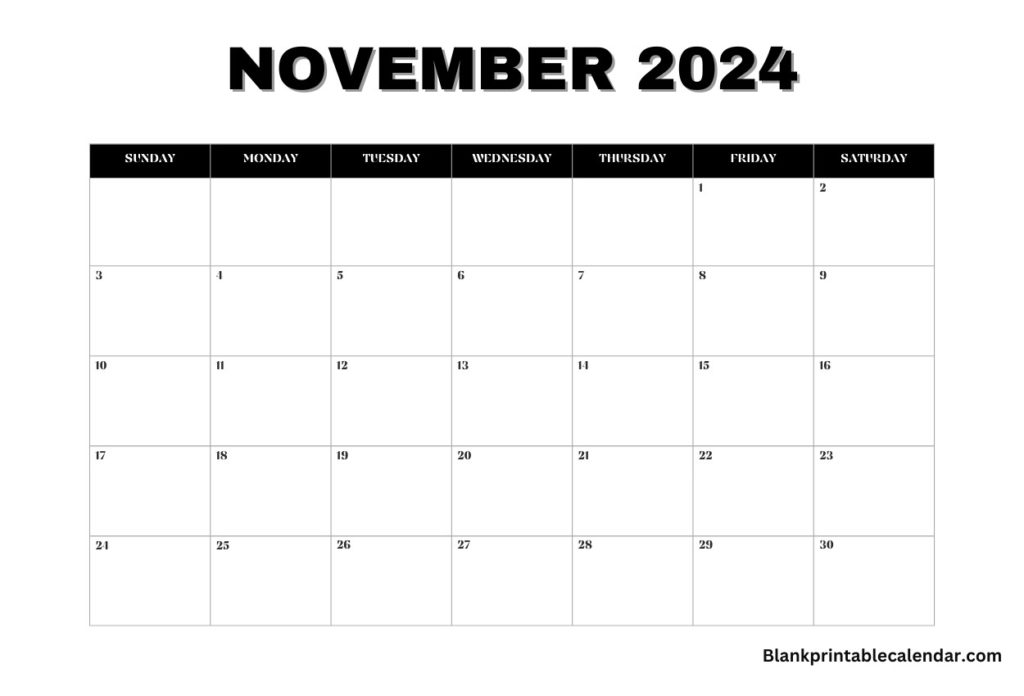 Blank Format 2024 November calendar