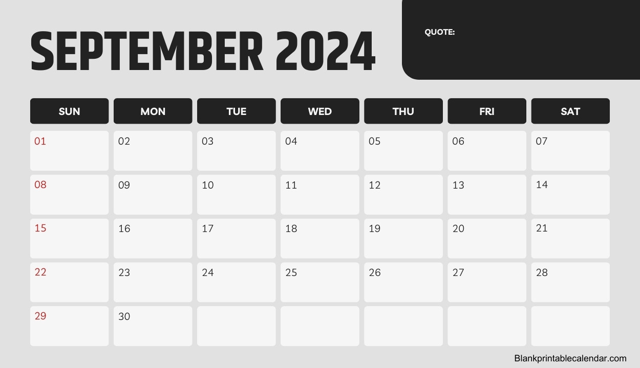 Blank Format 2024 September calendar