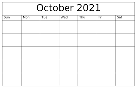 Blank October 2021 Calendar Printable Template