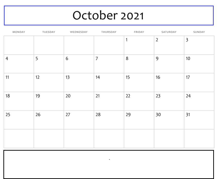 Free October 2021 Printable Calendar Download