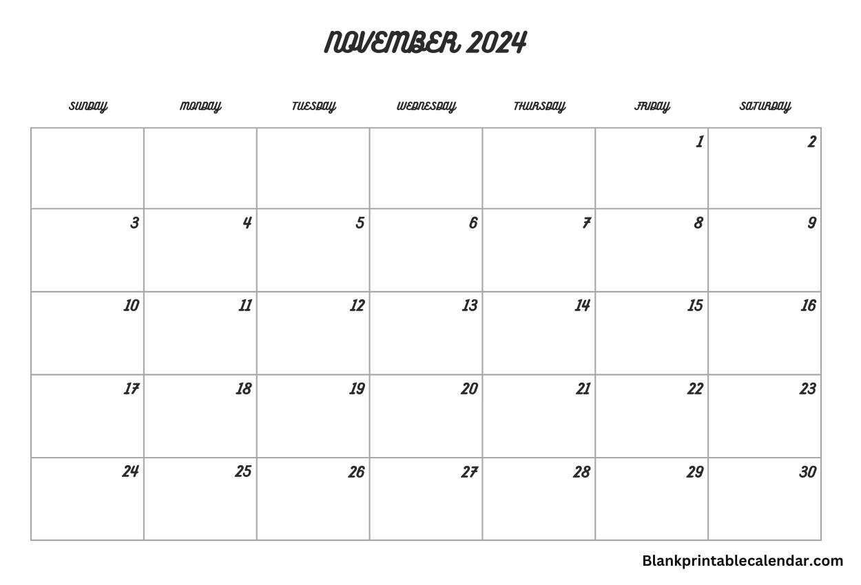 November 2024 Landscape calendar