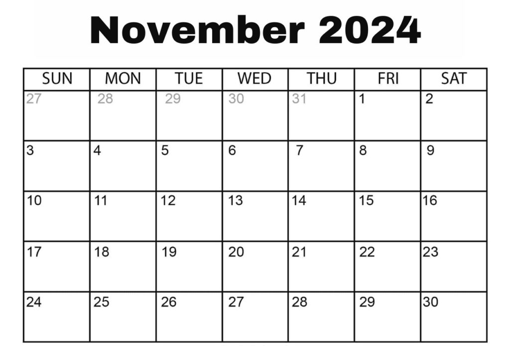 November 2024 blank calendar