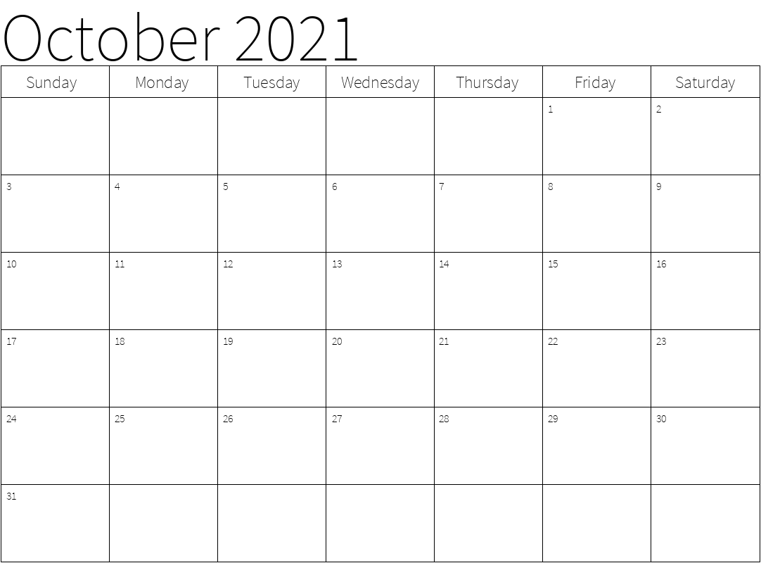 October 2021 Portrait Calendar