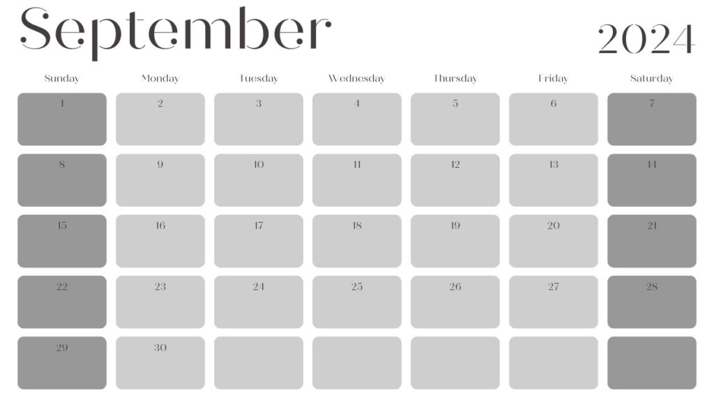 Printable September 2024 Template Calendar