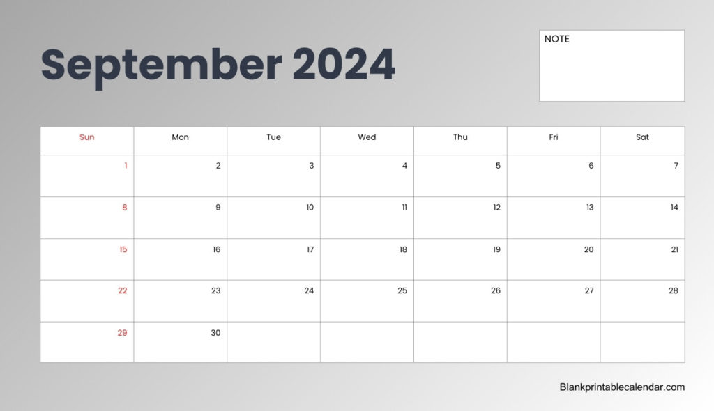 September 2024 Landscape calendar