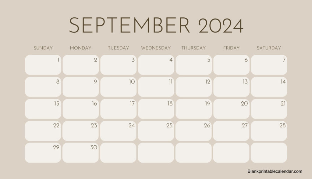 September Blank Calendar 2024 Template