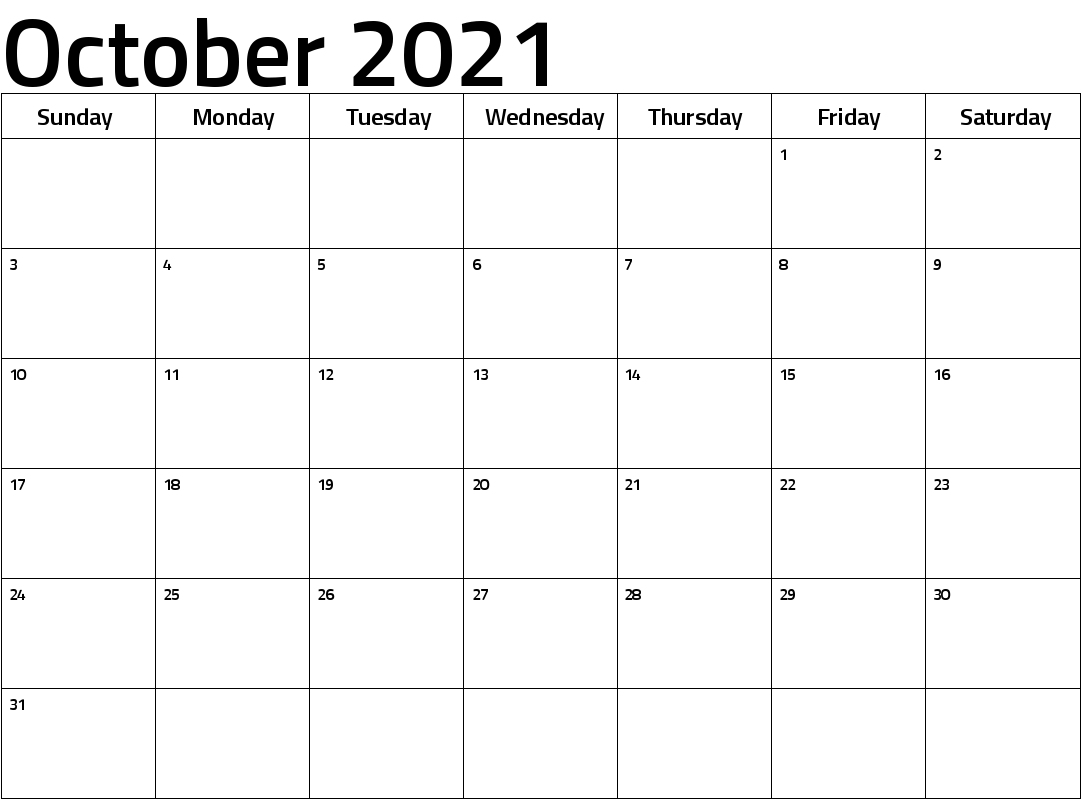 october 2021 Calendar Template