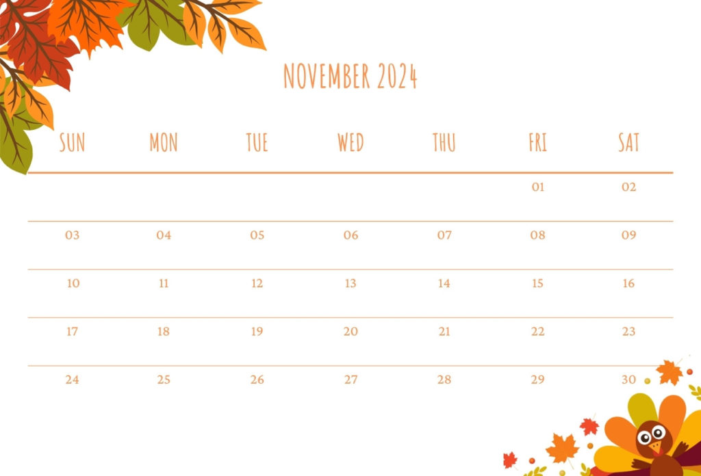 Floral November 2024 calendar