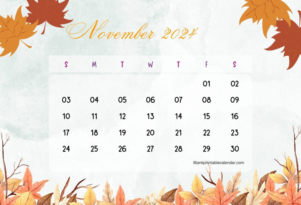 November 2024 Cute Calendar for wall