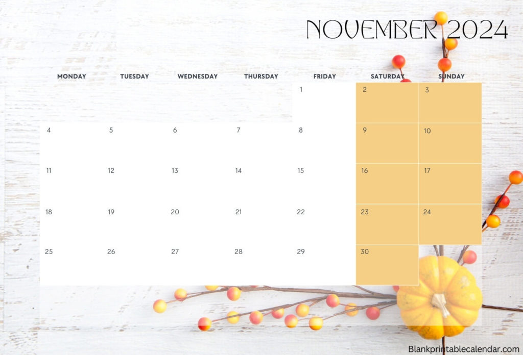 November 2024 Desk calendar wallpaper