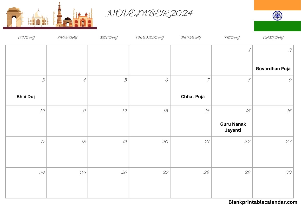 November 2024 India Calendar