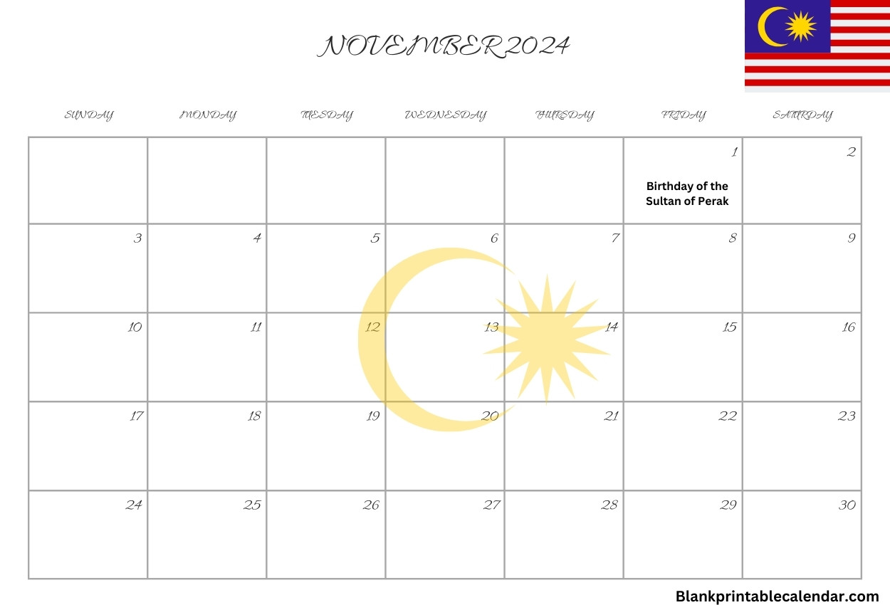 November 2024 Malaysia Notable Holiday Calendar