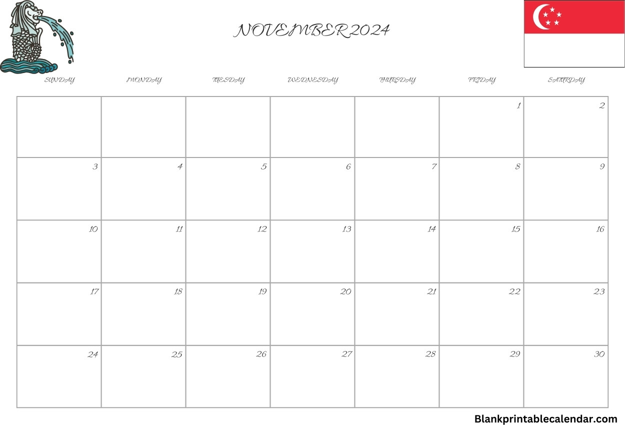 November 2024 Singapore Holiday Calendar Template