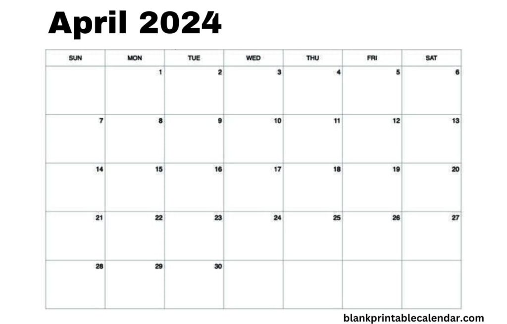 April 2024 Calendar Document