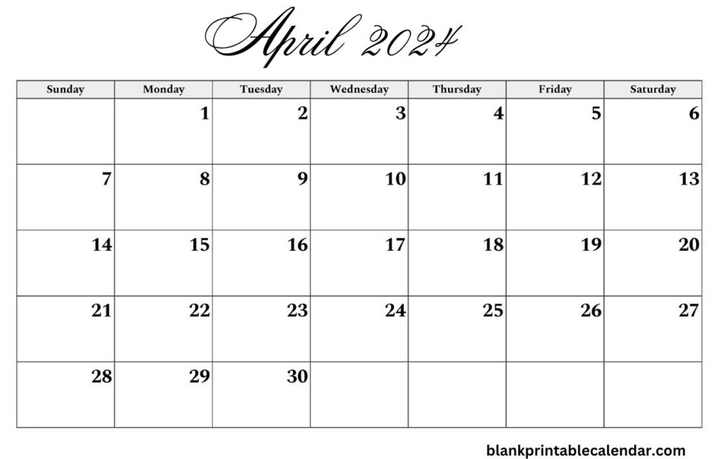 April 2024 Calendar Download