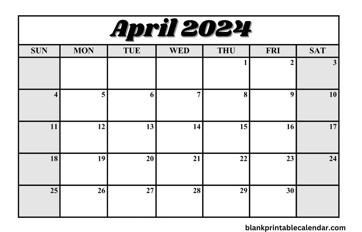 April 2024 Calendar To Print