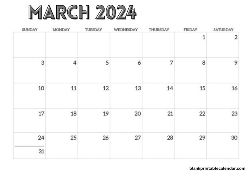 March 2024 Calendar blank page